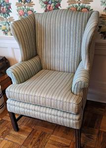 lot 255 image: Custom Upholstered Wingback Chair