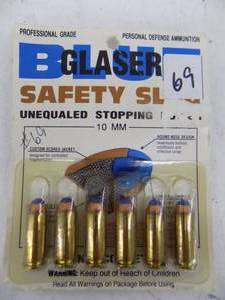 lot 69 image: 6 Rounds Blue Glaser Safety Slug 10 mm