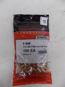 lot 71 image: 100 Bullets - 9 mm - 115gr Winchester
