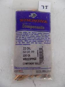 lot 75 image: 100 Bullets Winchester 22 cal 64 gr