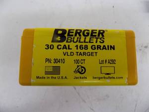 lot 82 image: 100 ct Burger Bullets 30 cal - 168 gr