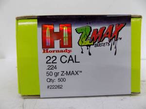 lot 43 image: 500 Rounds Hornady Z-Max 22 cal-50gr