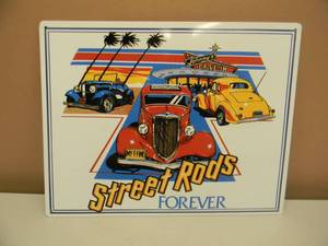 STREET RODS FOREVER Johnnys DRIVE-IN METAL SIGN - NICE - AWESOME PIECE -  APPROX 15 By 12 - SEE PICTURES