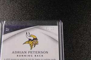 lot 4 image: 2016 Immaculate Collection Numbers Patch Relic Adrian Peterson #AP 110  Only 10 Exist