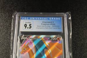 lot 7 image: 2020 Pokemon Champions Path Black Star Promo Charizard V #SWSH050 CGC 9.5
