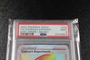 lot 9 image: 2022 Pokemon Lost Origin Secret Rare Colresss Experiment #205196 PSA 9