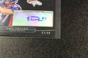 lot 40 image: 2010 Topps Platinum Black Refractor Eric Decker Autograph #151 5799  Only 99 Exist  Minnesota Gophers