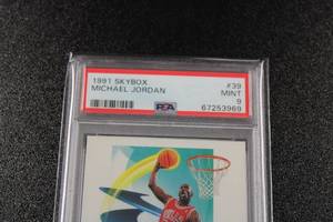 lot 100 image: 1991-92 Skybox Michael Jordan #39 PSA 9