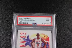 lot 101 image: 1991-92 Skybox Michael Jordan #534 PSA 9