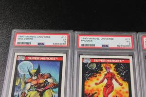 lot 145 image: 1990 & 1991 Marvel Universe PSA Graded Card Lot  6 Graded Marvel Universe Cards