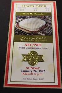 lot 170 image: Framed Super Bowl XXVI Poster w Two Commemorative Super Bowl Ticket Stubs