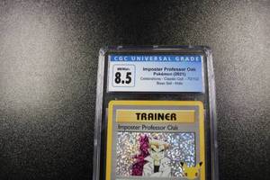 lot 113 image: 2021 Pokemon Celebrations Classic Collection Imposter Professor Oak #73102 CGC 8.5