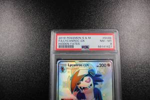 lot 121 image: 2019 Pokemon Hidden Fates Lycanroc GX #SV66 PSA 8