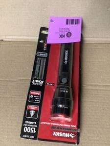 1500 Lumens Dual-Power Focusing LED Rechargeable Flashlight 3 Modes with USB Port and Rechargeable Battery by Husky Customer Returns See Pictures