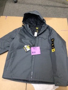Vail Mens Size Large Dark Shadow Polyester Water Resistant Insulated Jacket by Caterpillar Customer Returns See Pictures