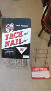 lot 20 image: Vintage tack and nail display rack and true temper rack