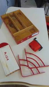 lot 30 image: Vintage silverware box and knife holder and brackets