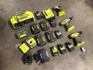 Lot of Assorted Ryobi Power Tool, Batteries and Chargers Customer Returns See Pictures