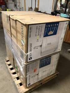 Pallet of All-in-One Stainless Steel 24 in Laundry Sink with Faucet and Storage Cabinet in White by Glacier Bay  Customer Returns See Pictures