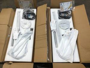 2 Lots of 1-Handle Freestanding Floor Mount Tub Faucet Bathtub Filler with Hand Shower in Matte Black by AKDY   Customer Returns See Pictures