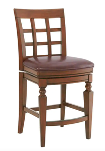 lot 412 image: Alaterre Furniture Napa 42 in. Mahogany Rubberwood Counter Height Stool with High Back and Cushioned Seat (OPEN BOX)