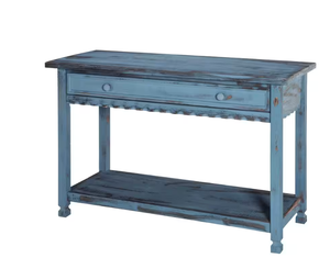 lot 417 image: Alaterre Furniture Country Cottage 42 in. Blue Rectangle Wood Console Table with Drawer (OPEN BOX)