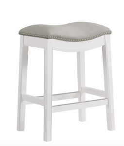 lot 419 image: Alaterre Furniture Williston 26 in. Rectangle White Backless Wood Counter Height Stool with Cushioned Seat (OPEN BOX)