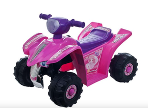 lot 431 image: Ride On Toy Quad, Battery Powered Ride On Toy ATV Four Wheeler in Pink & Purple