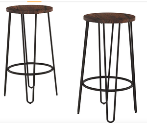 lot 463 image: Lavish Home 80-FSTL-9 Bar Height Stools-Backless Barstools with Hairpin Legs Wood Seat-Kitchen or Dining Room- Modern Farmhouse Accent Furniture (Set of 2) (OPEN BOX)