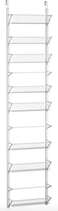 lot 464 image: Over the Door Organizer - Hanging Wall Rack for Closet, Bathroom, or Kitchen Organization and Storage - Metal Pantry Shelves by Home-Complete (White) (OPEN BOX)
