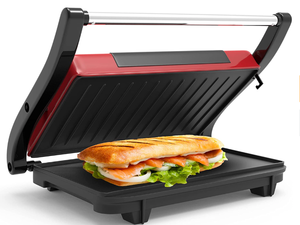 lot 475 image: Chef Buddy Gourmet (Red) Panini Press  Sandwich Maker (OPEN BOX)