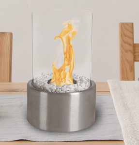 lot 479 image: Bio Ethanol Tabletop Fire Pit  Indoor or Outdoor Smokeless Portable Fireplace  Clean Burning 360-View Modern Dcor by Northwest (Silver) (OPEN BOX)