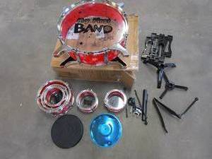 lot 483 image: Toy Drum Set for Kids, 7 Piece Set with Bass Drum with Foot Pedal, Tom Drums, Cymbal, Stool and Drumsticks for Toddlers (OPEN BOX)
