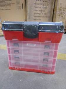 lot 485 image: Storage Tool Box - Portable Multipurpose Organizer With Main Top Compartment and 4 Removable Multi-Compartment Trays by Stalwart