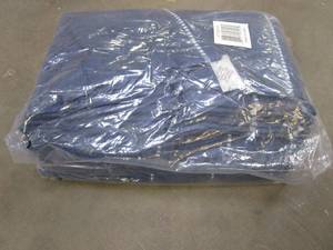 lot 501 image: Trademark Global 67-0024-N Luxury Cotton Towel Set- Quick Dry Zero Twist & Soft, Navy & White - 6 Piece (OPEN PACKAGING)