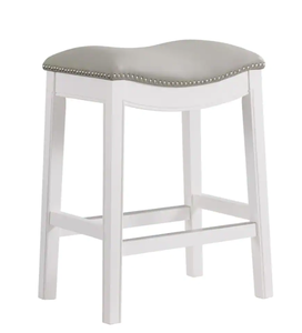 lot 441 image: Alaterre Furniture Williston 26 in. Rectangle White Backless Wood Counter Height Stool with Cushioned Seat (OPEN BOX)