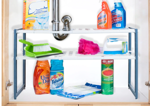 lot 503 image: LOT OF 2 -  Stalwart 11.325 in. x 17.75 in. x 15.325 in. White Plastic Sink and Cabinet Organizer (OPEN BOXES)