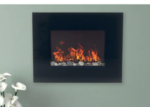 lot 511 image: Northwest  26 in. Glass Panel Wall Mount Electric Fireplace and Remote in Black (OPEN BOX)
