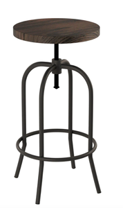 lot 538 image: Lavish Home 34.25 in. Adjustable Modern Backless Metal Swivel Bar Stool with Wooden Seat (OPEN BOX)