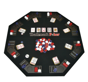 lot 555 image: Trademark Poker Texas Traveler Table Top and 300 Chip Set (OPEN BOX)
