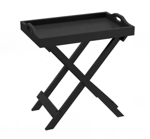 lot 561 image: Lavish Home Black Wooden Folding End Table with Removable Tray (OPEN BOX)