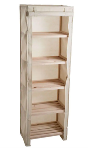 lot 588 image: Lavish Home  5-Tier Wood Storage Shelving Rack with Removable Cover (OPEN BOX)