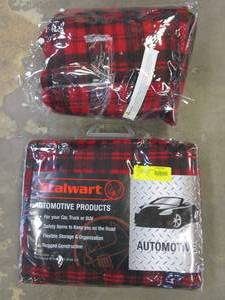 lot 518 image: SET OF 2 - Stalwart Automotive Blankets in Red Plaid (OPEN PACKAGING)