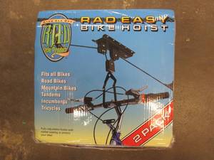 lot 524 image: RAD Cycle Products 83-DT5234 2004 Bike Lift Hoist Garage Mountain Bicycle Hoist - 100 lbs - Pack of 2 (OPEN BOX)