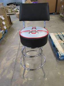 lot 548 image: NCAA Ohio State University Rushing Brutus Padded Swivel Bar Stool with Back (OPEN BOX)