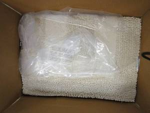 lot 585 image: Lavish Home 67-0018-I 100 Percent Cotton 2 Piece Bathroom Runner Set Ivory (OPEN BOX)