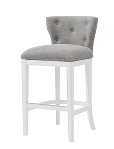 lot 563 image: Alaterre Furniture Miranda 41 in. White Low Back Rubberwood Swivel Bar Height Stool with Cushioned Low Back (OPEN BOX)