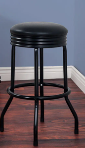 lot 593 image: Trademark 28.5 in. Black Swivel Cushioned Bar Stool (OPEN BOX)