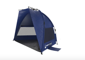 lot 623 image: Wakeman Outdoors 75-CMP1031 Pop Up Beach Tent Sun Shelter for Shade - Blue (OPEN BOX)