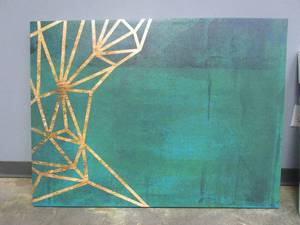 lot 629 image: 47 in x 35 in Abstract Artwork on Canvas with Wood Frame